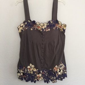 Anthropologie Little Yellow Button Babydoll Top S